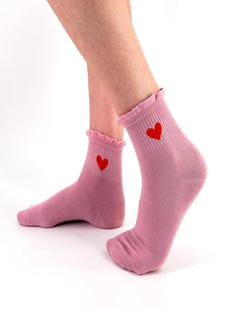 Chaussettes Coeur Dentelle | Titeschaussettes Rose - Kiabi