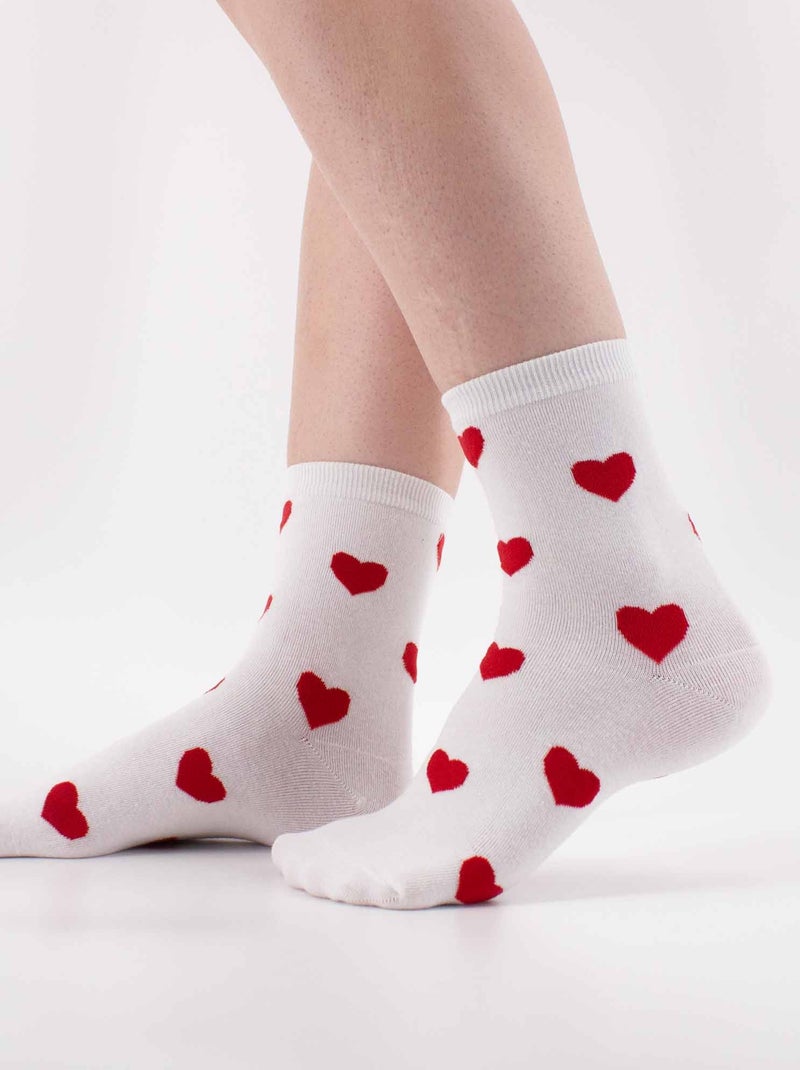 Chaussettes Coeur Rouge mi-haute | Titeschaussettes Blanc Rouge - Kiabi