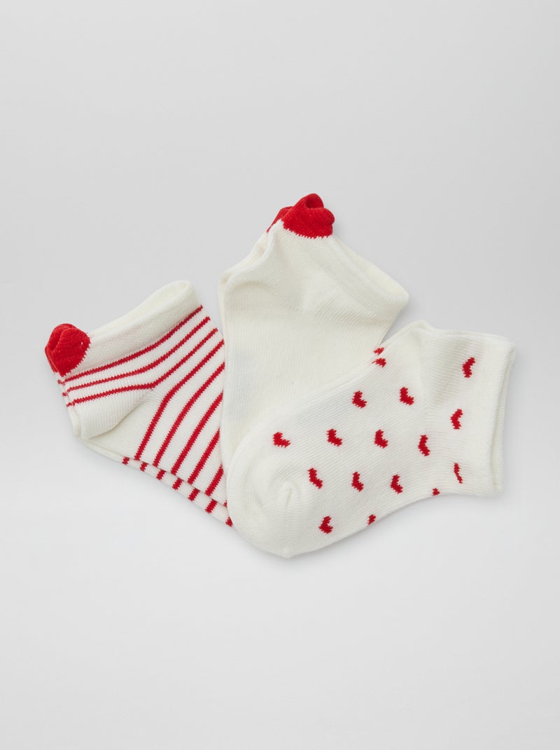 Chaussettes 'cœurs' - lot de 3 Blanc - Kiabi