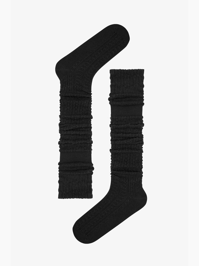 Chaussettes colosio mi-hautes à motif ajouré penti Noir - Kiabi