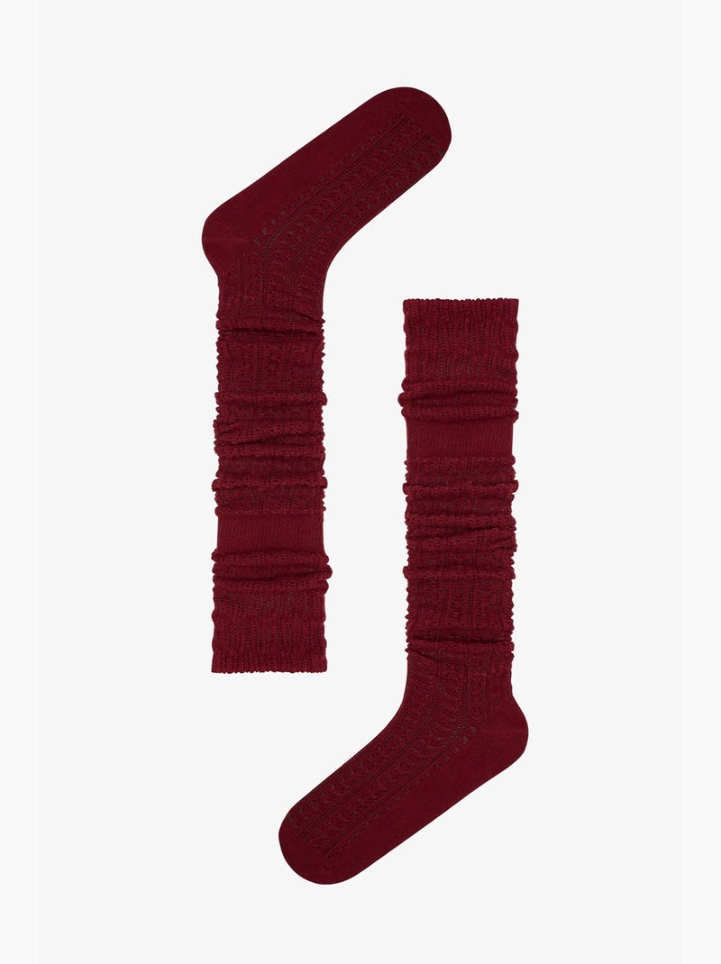 Chaussettes colosio mi-hautes à motif ajouré penti Rouge bordeaux - Kiabi