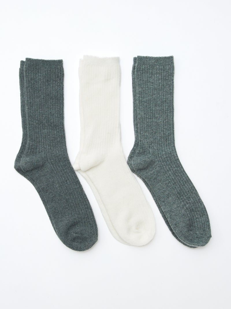 Chaussettes côtelées à tiges hautes Marron - Kiabi