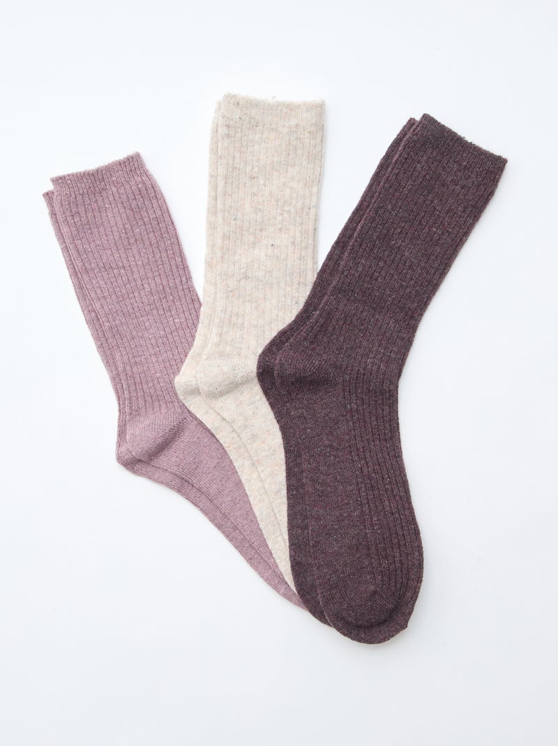 Chaussettes côtelées à tiges hautes Rose - Kiabi