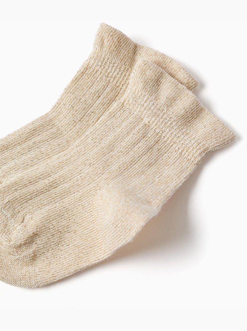 Chaussettes côtelées avec lurex et volants Doré/or - Kiabi