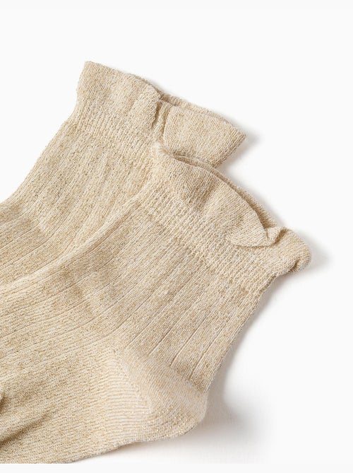 Chaussettes côtelées avec lurex et volants - Kiabi