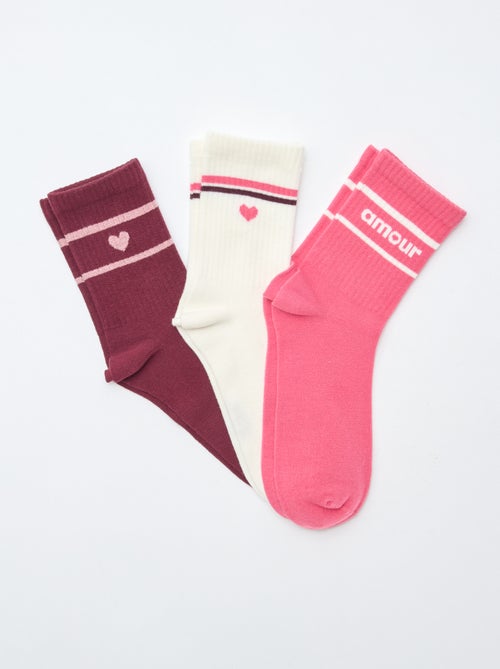 Chaussettes côtelées fantaisies - Kiabi