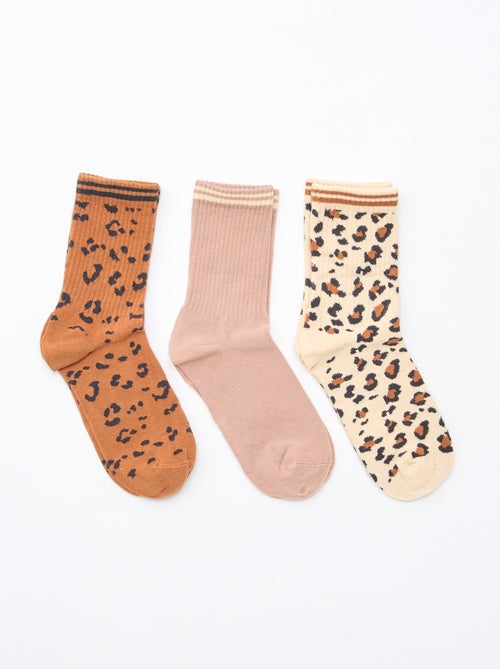 Chaussettes côtelées fantaisies - Kiabi