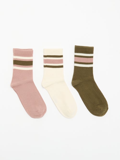 Chaussettes côtelées fantaisies - Kiabi