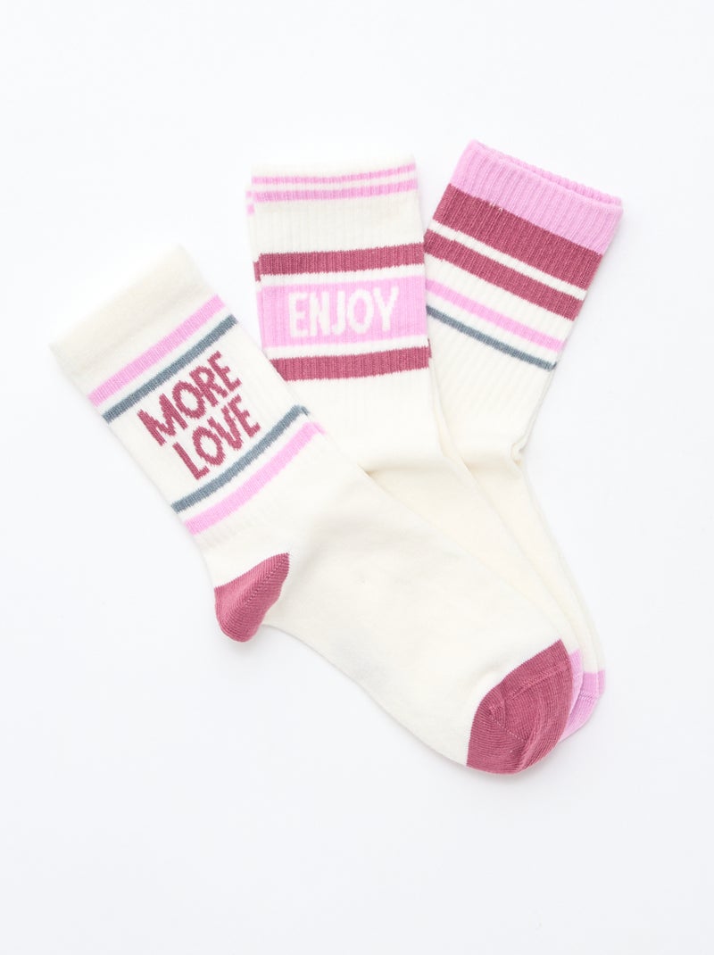 Chaussettes côtelées fantaisies Violet - Kiabi