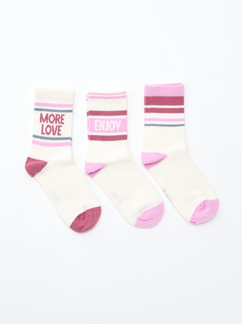 Chaussettes côtelées fantaisies Violet - Kiabi