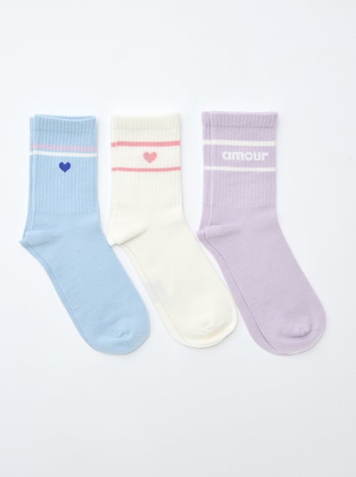 Chaussettes côtelées fantaisies - Kiabi