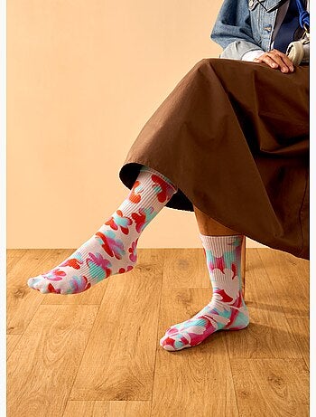 Chaussettes Côtelées Fleurs Funky