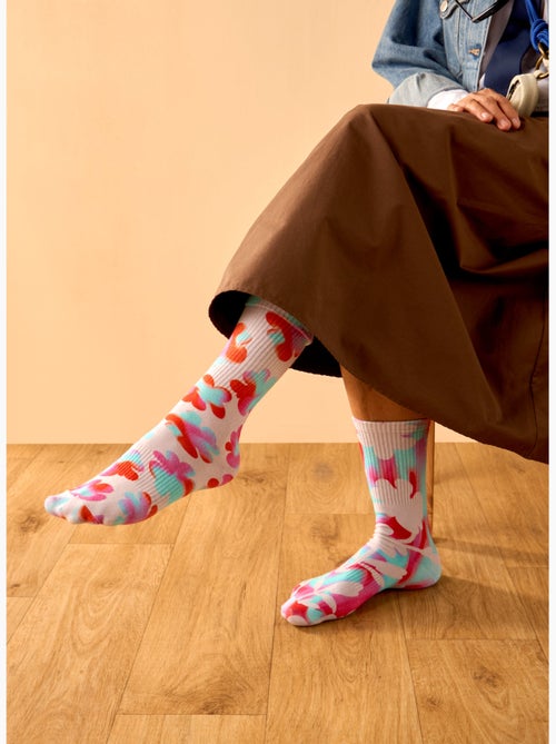 Chaussettes Côtelées Fleurs Funky - Kiabi