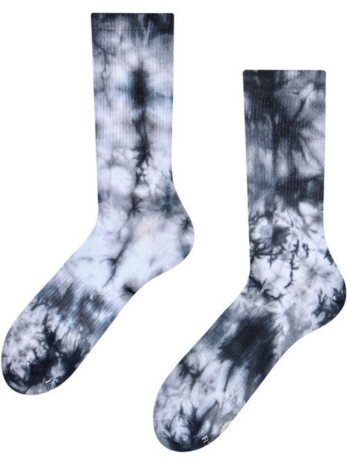 Chaussettes côtelées Tie-Dye - Noir - Kiabi