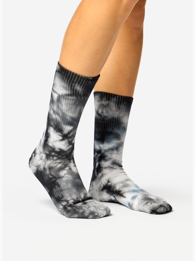 Chaussettes côtelées Tie-Dye - Noir Noir - Kiabi