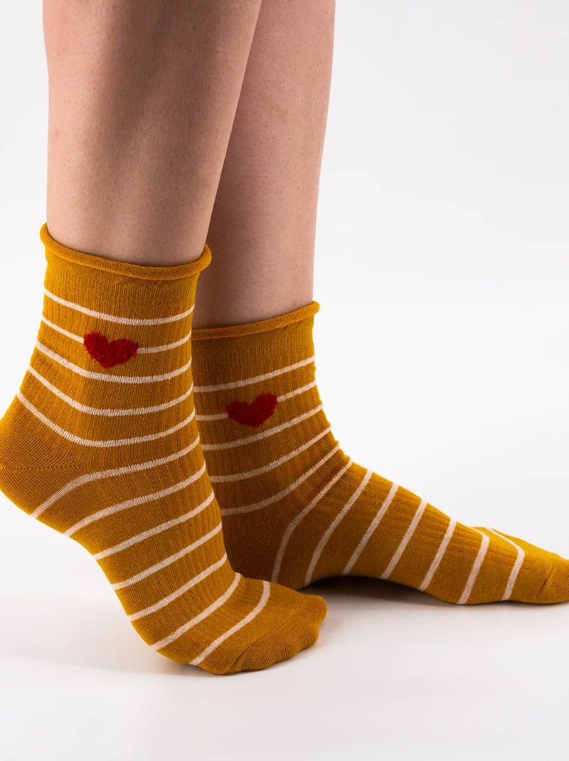Chaussettes Coton Amourette rayures | Titeschaussettes Jaune - Kiabi