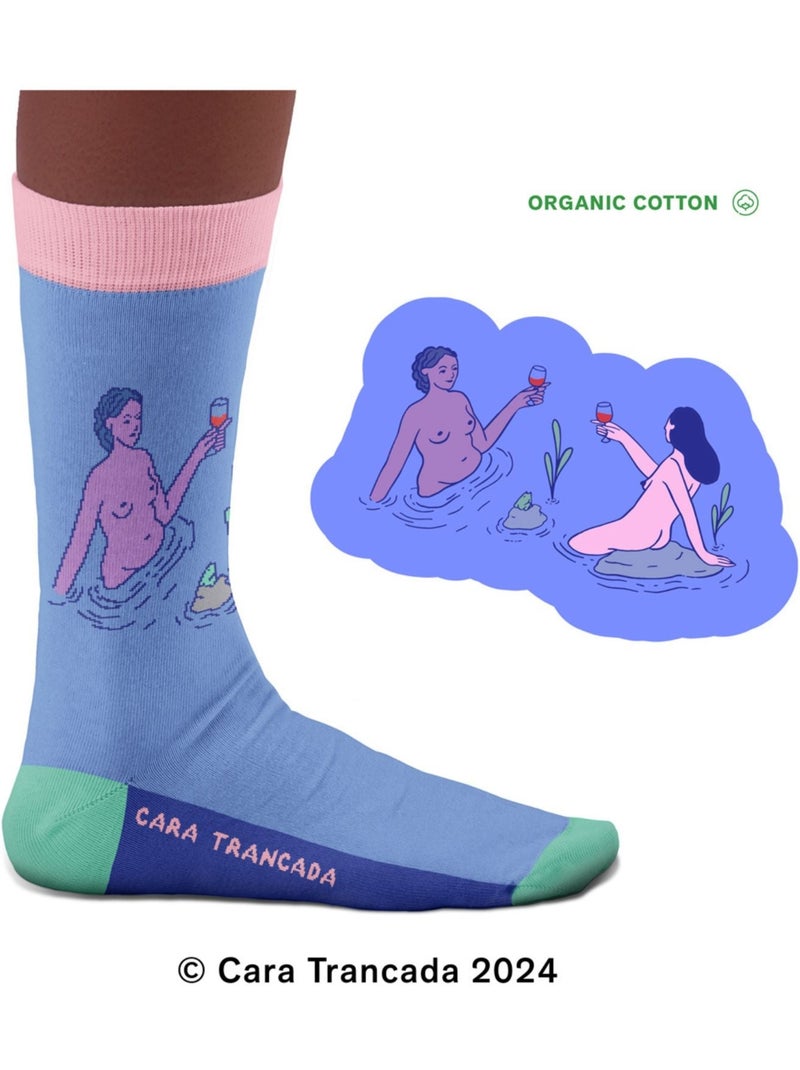 Chaussettes Coton Bio Conversations, Cara Trancada Violet - Kiabi