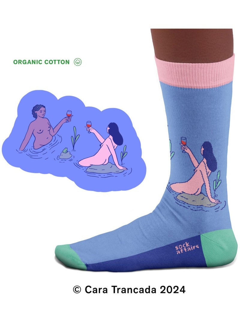 Chaussettes Coton Bio Conversations, Cara Trancada Violet - Kiabi