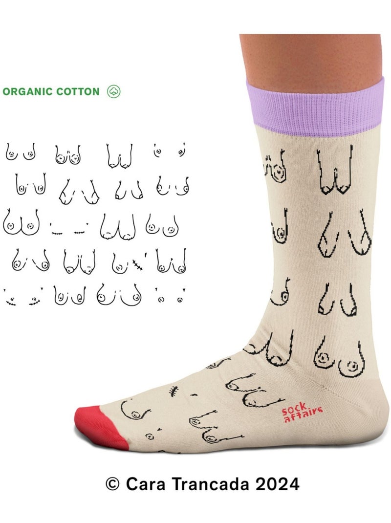 Chaussettes Coton Bio Poitrines, Cara Trancada Beige - Kiabi
