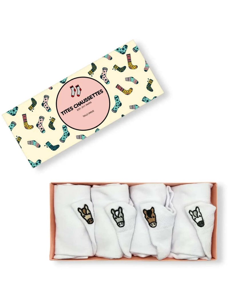 Chaussettes Coton Languette Cheval (Lot x4) | Titeschaussettes Blanc - Kiabi