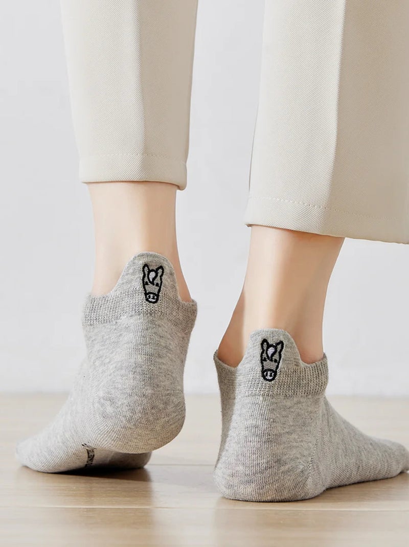 Chaussettes Coton Languette Cheval | Titeschaussettes Gris - Kiabi