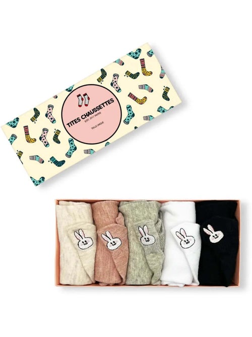 Chaussettes Coton Languettes Lapin (Lot x5)  | Titeschaussettes - Kiabi