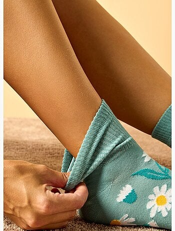 Chaussettes Courtes Anti-Stress Camomille Turquoise