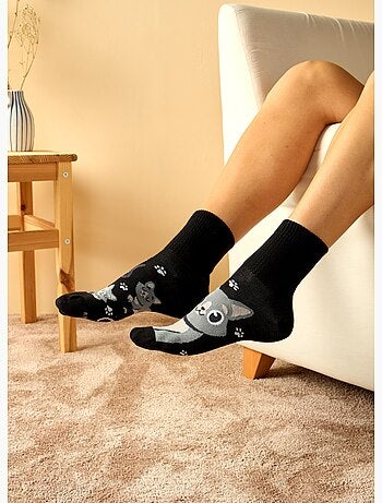 Chaussettes Courtes Anti-Stress Chat Gris
