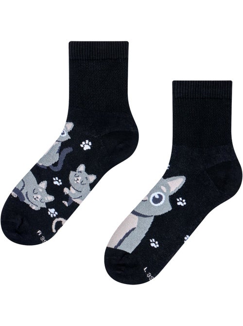 Chaussettes Courtes Anti-Stress Chat Gris - Kiabi