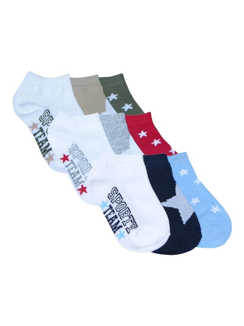 Chaussettes Courtes Bébé Motifs Lot de 9 Blanc Multicolore Bleu - Kiabi