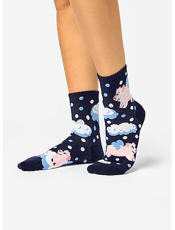 Chaussettes Courtes Cochons Dans Les Nuages