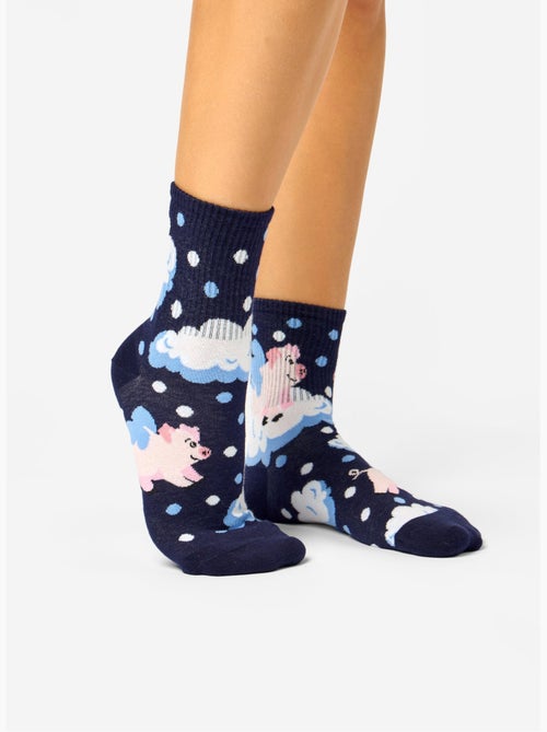 Chaussettes Courtes Cochons Dans Les Nuages - Kiabi