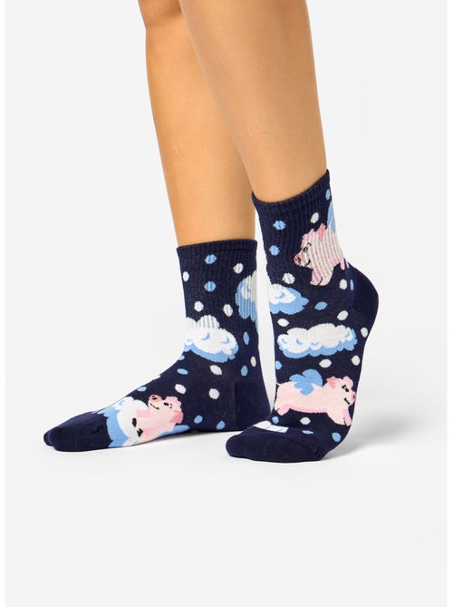 Chaussettes Courtes Cochons Dans Les Nuages - Kiabi