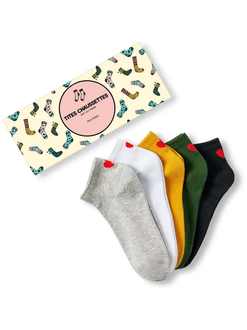 Chaussettes Courtes Coeur Talon (Lot x5) | Titeschaussettes Multicolore - Kiabi