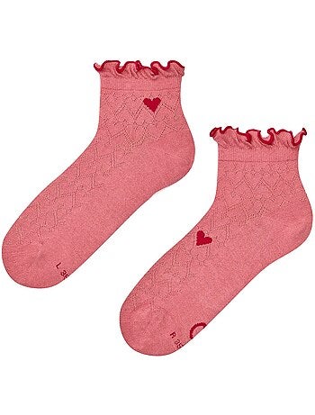 Chaussettes courtes cutecore cœur rouge