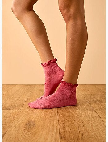 Chaussettes courtes cutecore cœur rouge