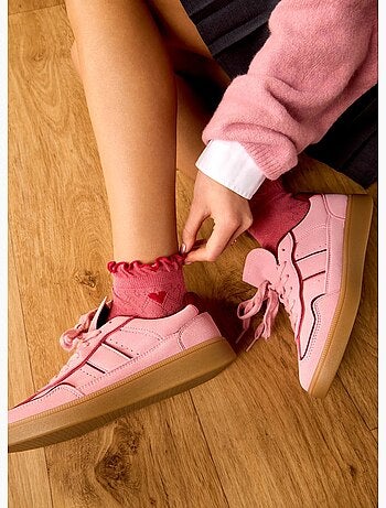Chaussettes courtes cutecore cœur rouge