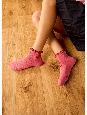 Chaussettes courtes cutecore cœur rouge