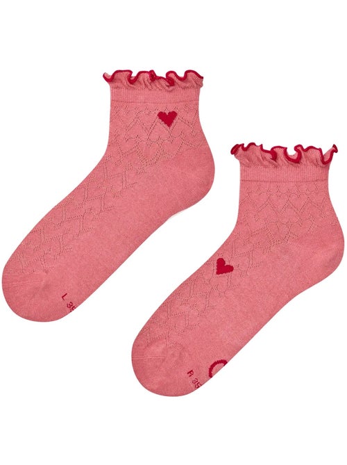 Chaussettes courtes cutecore cœur rouge - Kiabi