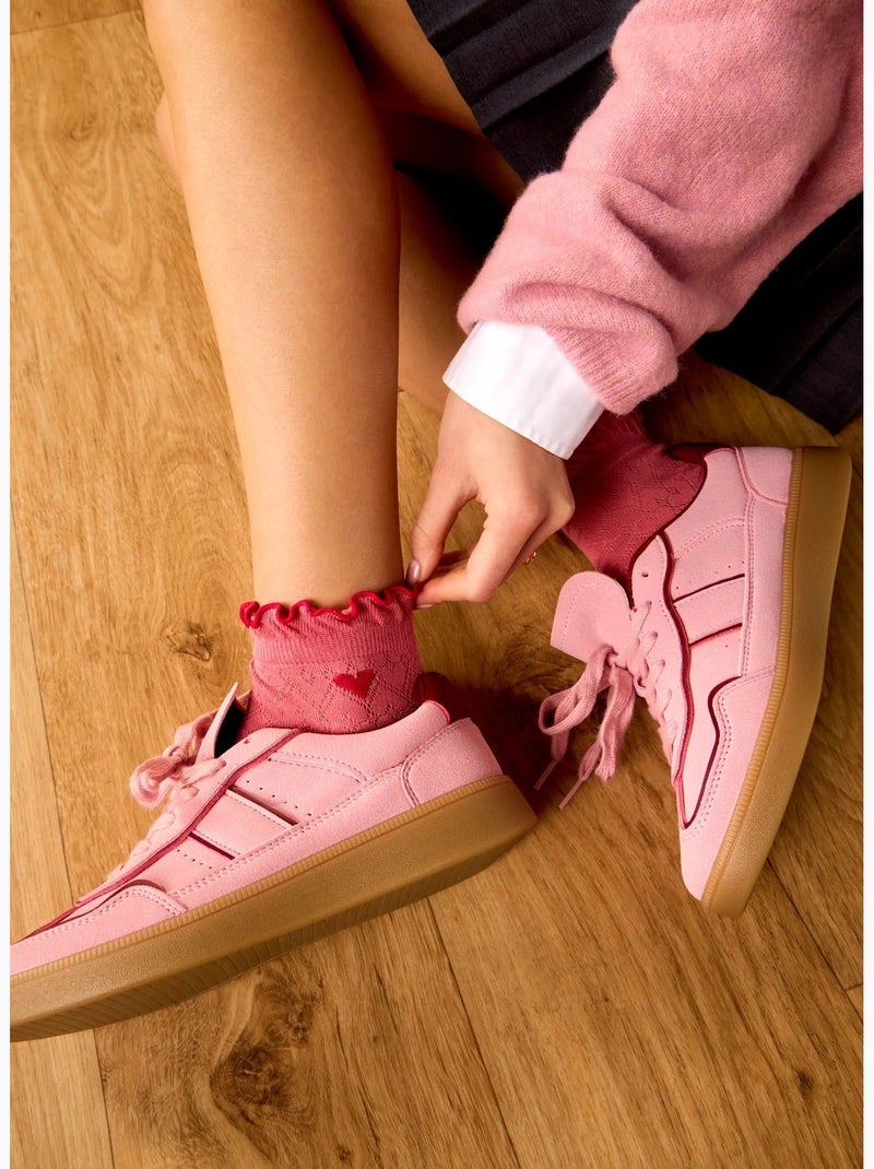 Chaussettes courtes cutecore cœur rouge Rose - Kiabi