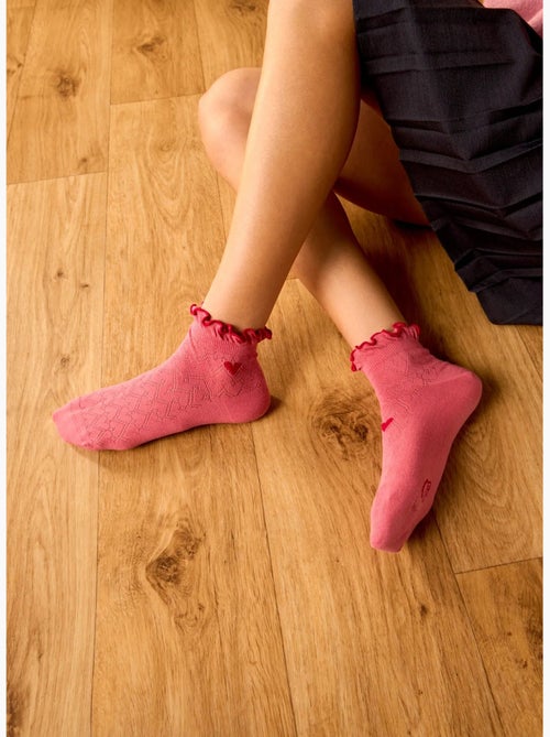 Chaussettes courtes cutecore cœur rouge - Kiabi