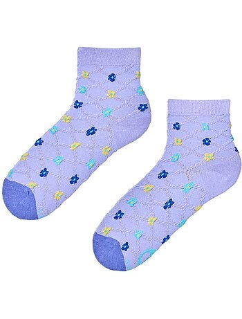 Chaussettes Courtes Cutecore Fleurs Violettes & Bleues