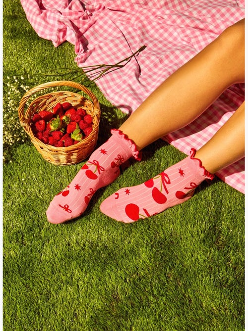 Chaussettes courtes cutecore monde des cerises - Kiabi