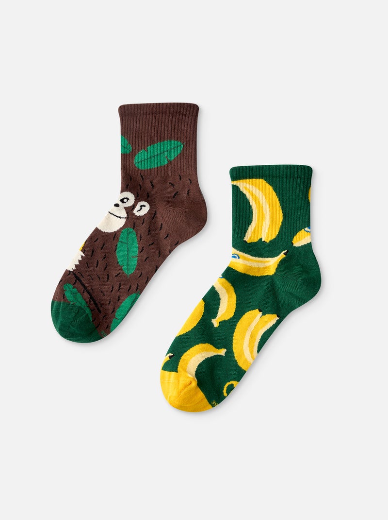 Chaussettes Courtes Dedoles Singes & Bananes Marron - Kiabi