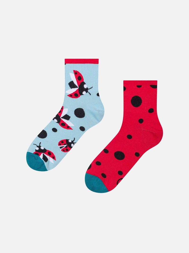 Chaussettes Courtes Dedoless Coccinelles et Points Rouge - Kiabi