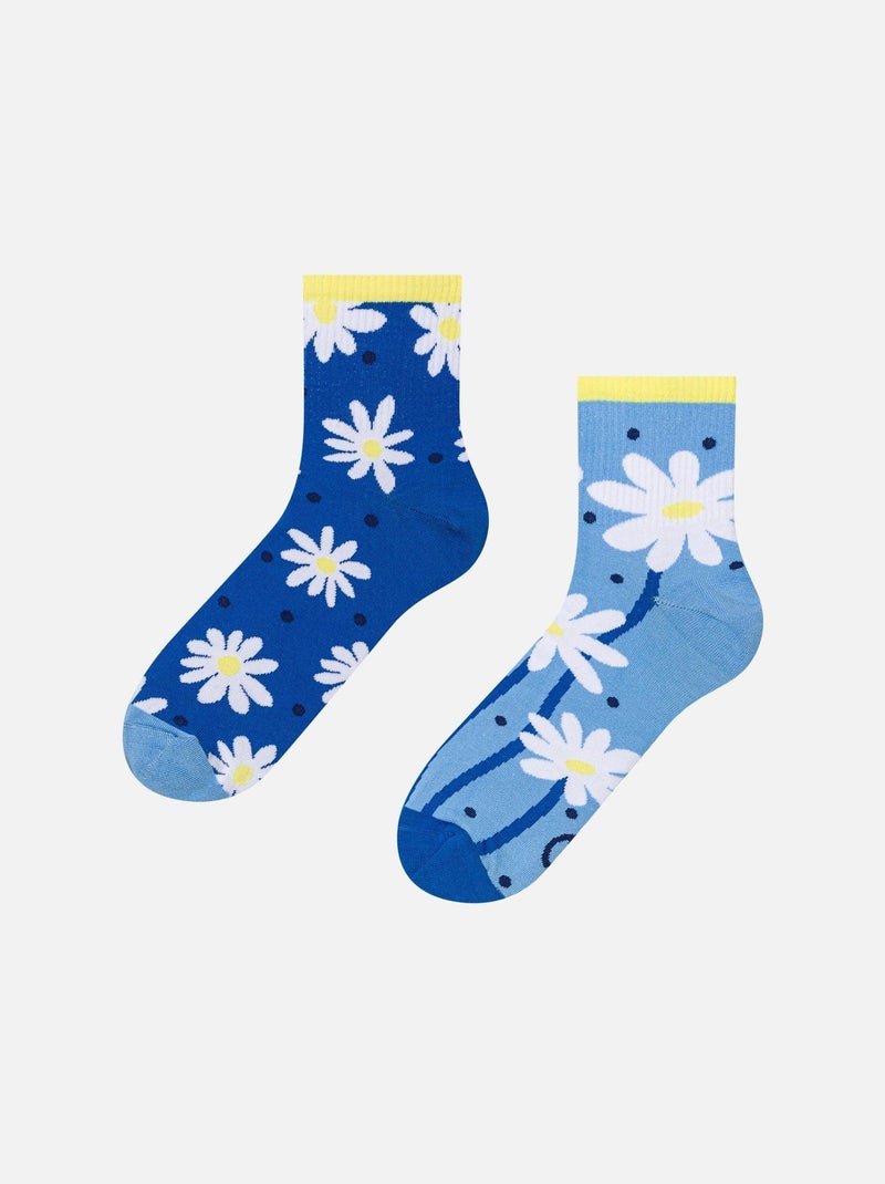 Chaussettes Courtes Dedoless Marguerites et Points Bleu - Kiabi
