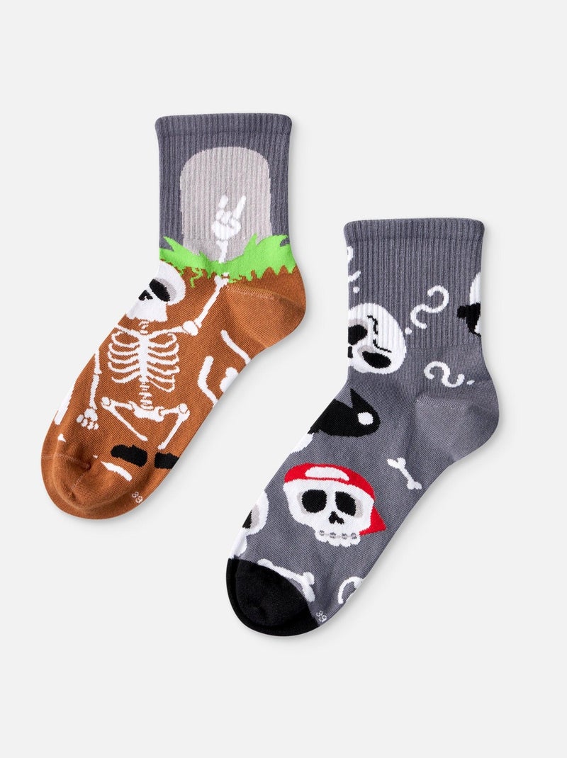 Chaussettes Courtes Dedoless Squelettes Drôles Gris - Kiabi
