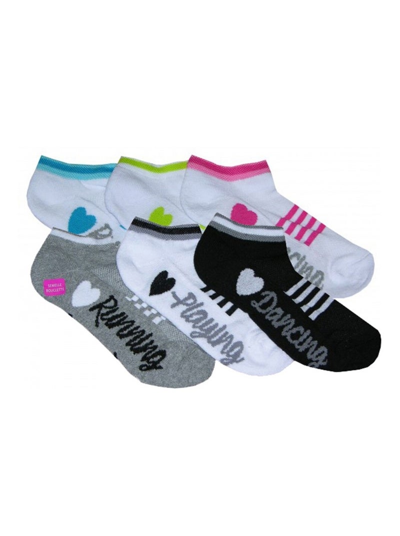 Chaussettes courtes enfant sport motifs lot de 6 Blanc Gris clair Noir - Kiabi