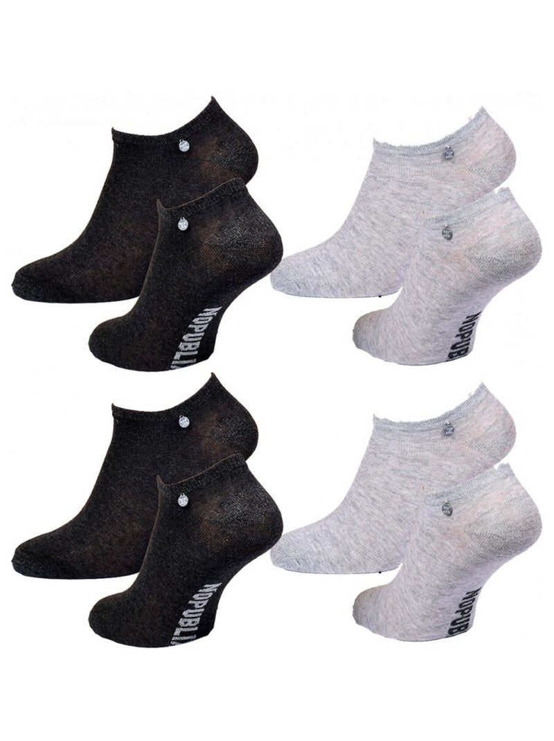 Chaussettes Courtes femme NO PUBLIK - Pack de 4 Noir Gris - Kiabi