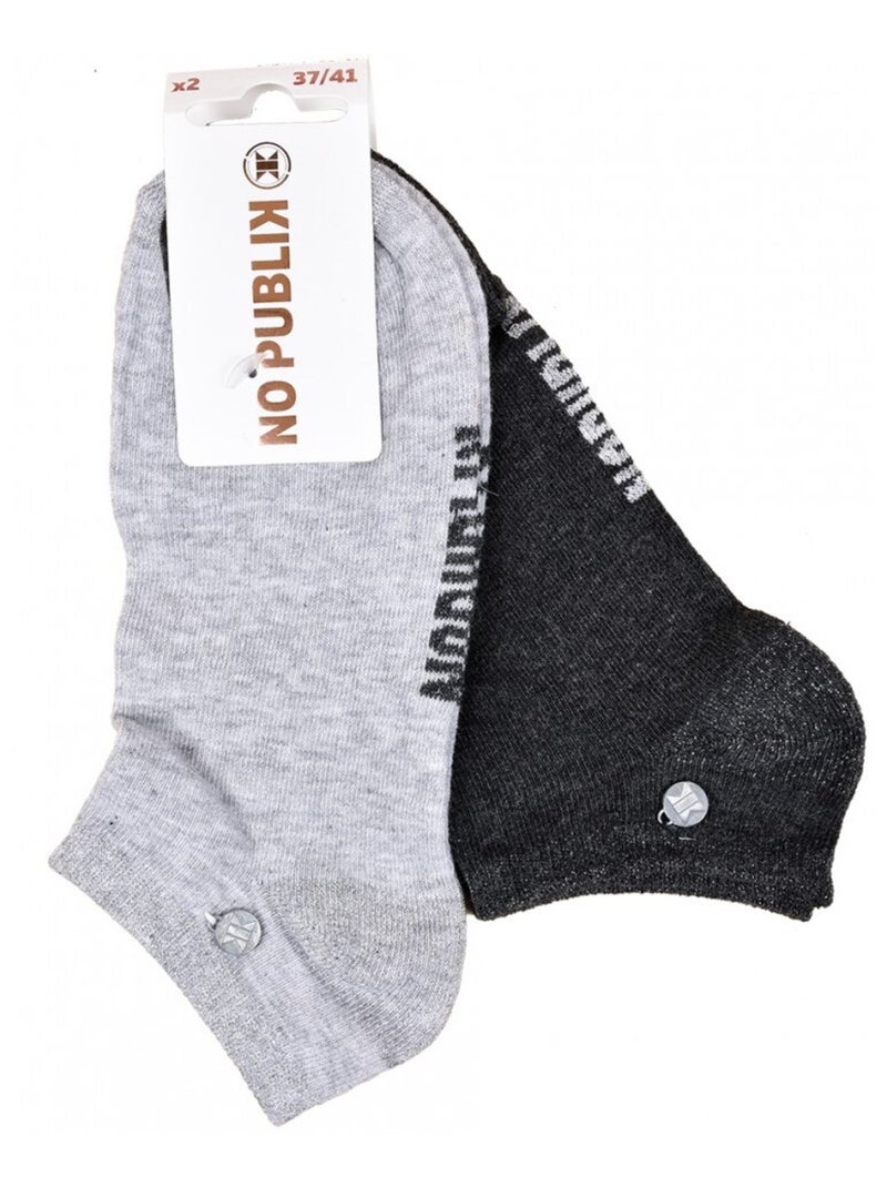 Chaussettes Courtes femme NO PUBLIK - Pack de 4 Noir Gris - Kiabi